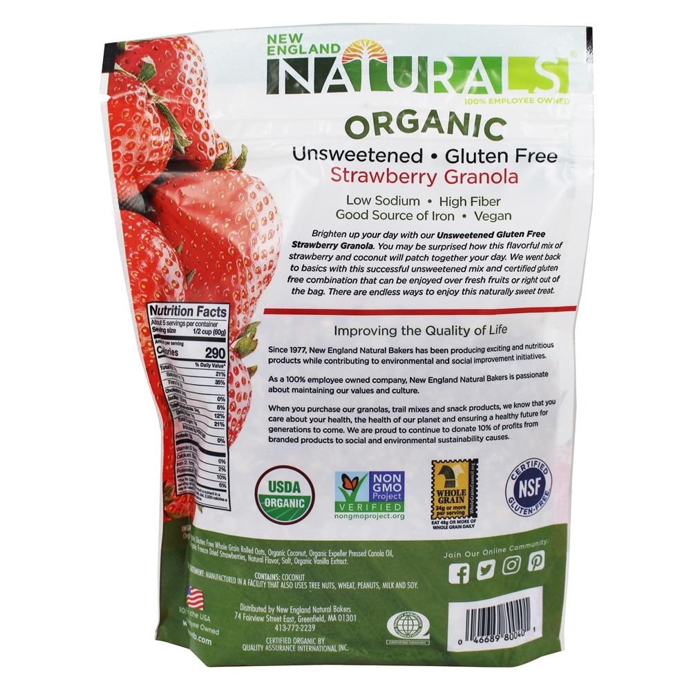 Morango Orgânico Granulado Sem Açúcar - 11 oz. New England Naturals - Imagem 2