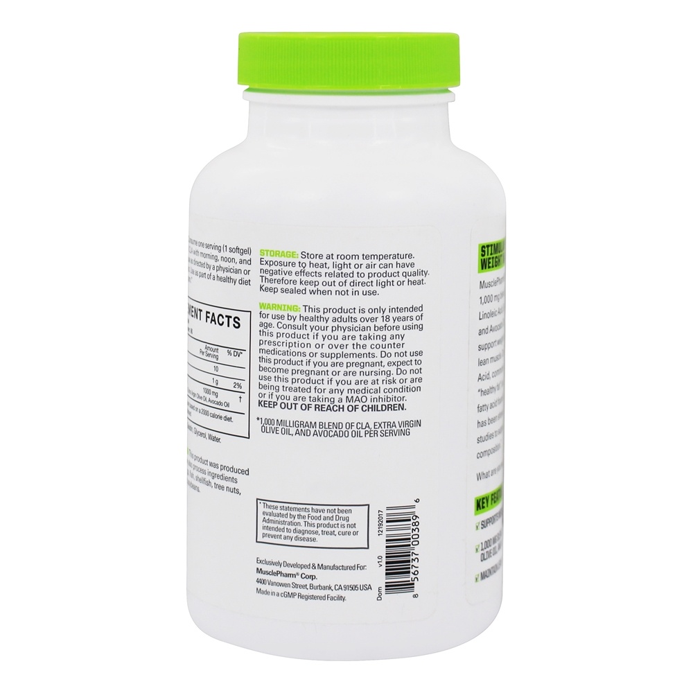 Suporte à perda de peso do CLA Essentials 1000 mg. - 90 Softgels Muscle Pharm - Imagem 3