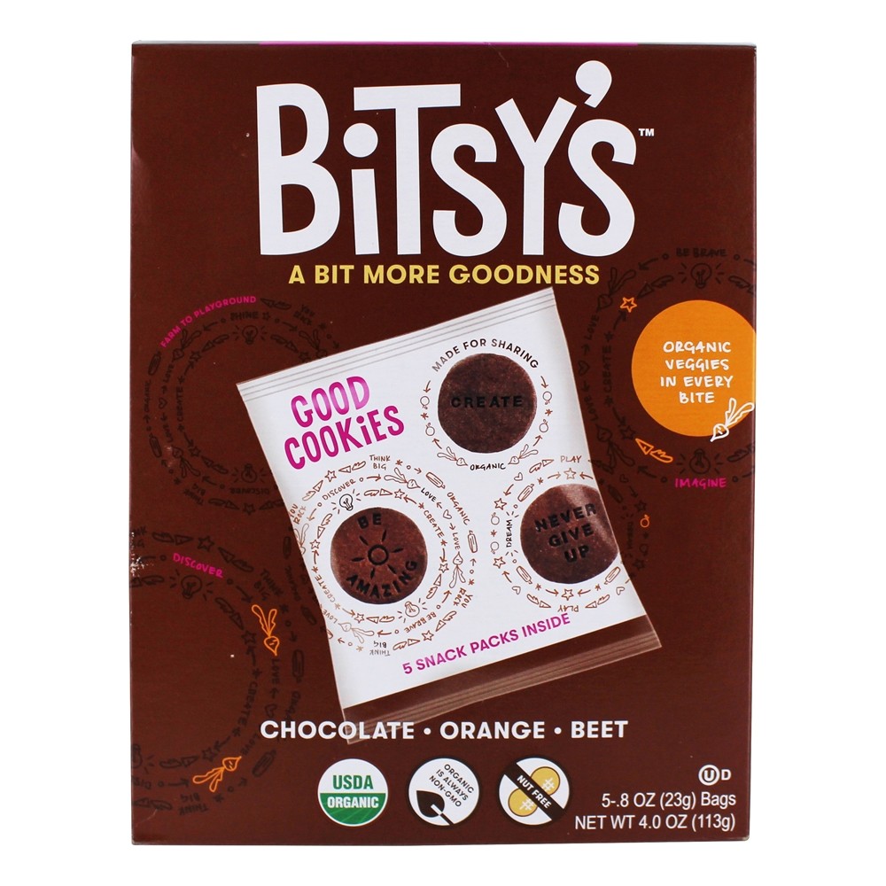 Biscoitos Orgânicos Bons De Chocolate, Laranja, Beterraba - 5 Pacote (s) Bitsy's Brainfood