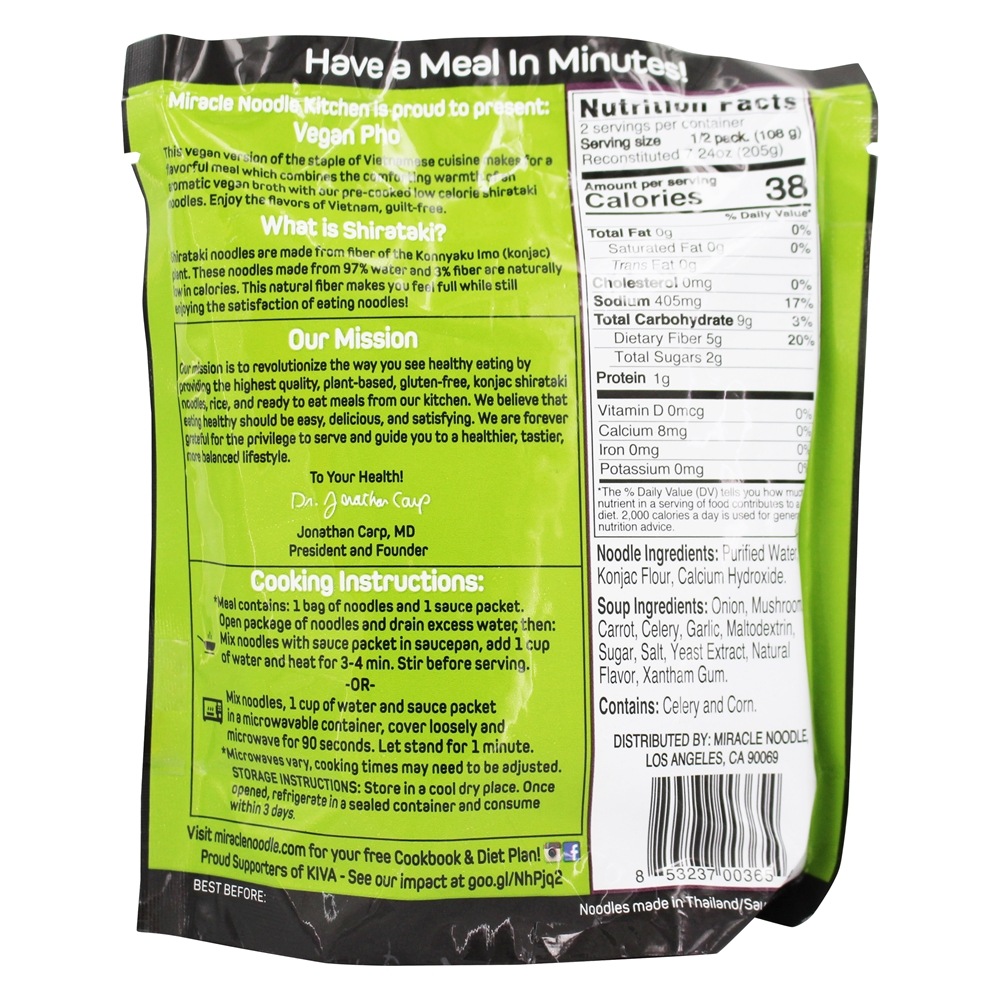 Vegan pronto para comer refeição Pho - 8 oz. Miracle Noodle - Imagem 2