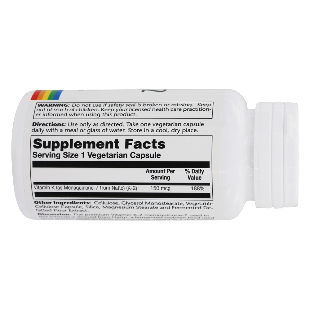 Vitamina K2 Menaquinona-7 Tripla Força 150 mcg. - Cápsulas vegetarianas 30 Solaray - Imagem 2