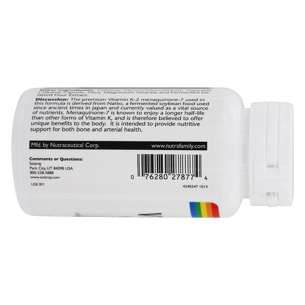 Vitamina K2 Menaquinona-7 Tripla Força 150 mcg. - Cápsulas vegetarianas 30 Solaray - Imagem 4