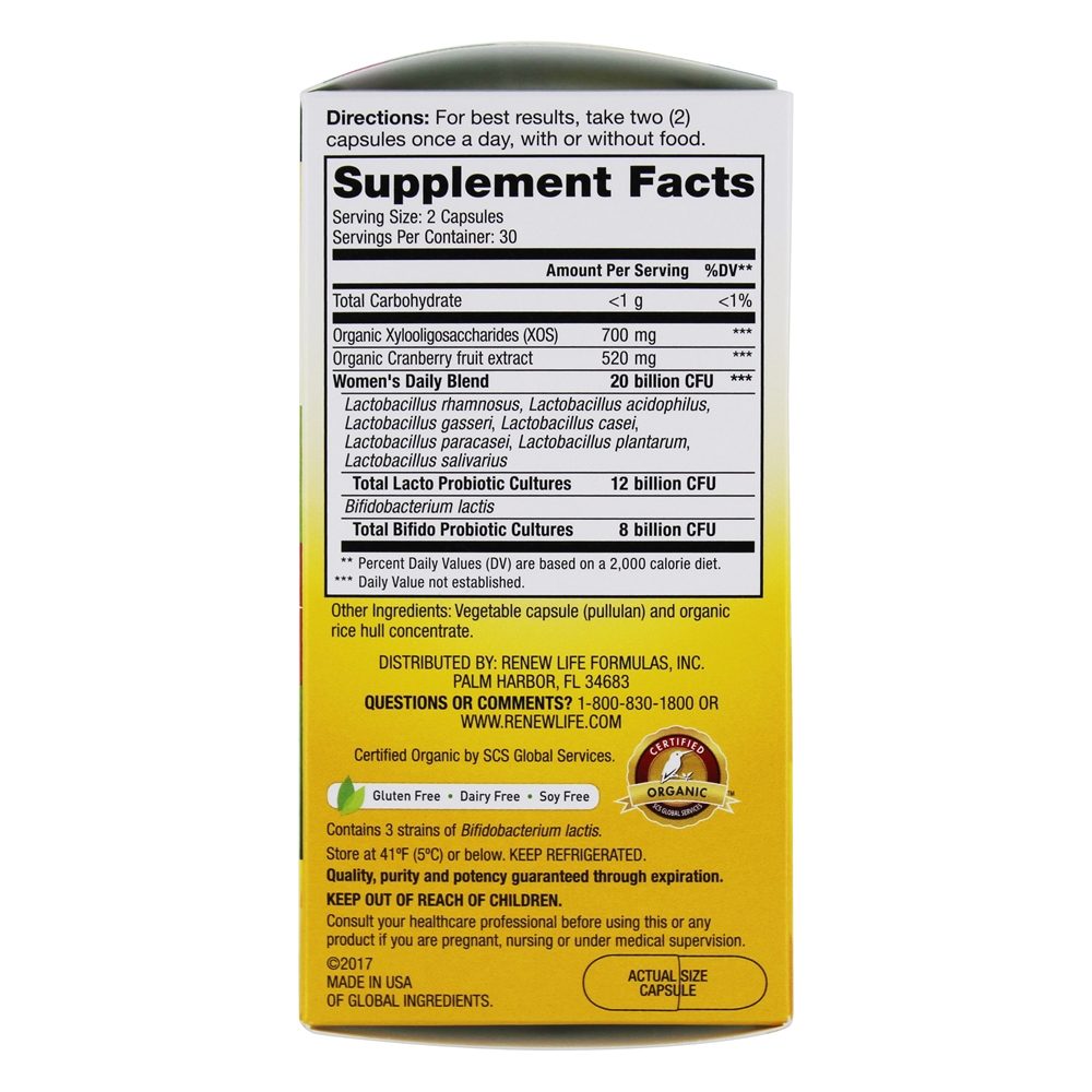 Probiotics + Prebiotics Women's Daily 20 Bilhões de UFC - 60 Cápsula (s) vegetal (s) Renew Life - Imagem 2