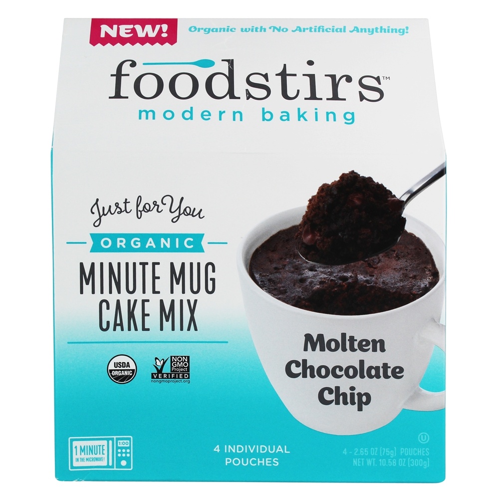Microplaqueta de chocolate derretida orgânica da mistura de bolo da caneca do minuto - 4 Bolsas Foodstirs