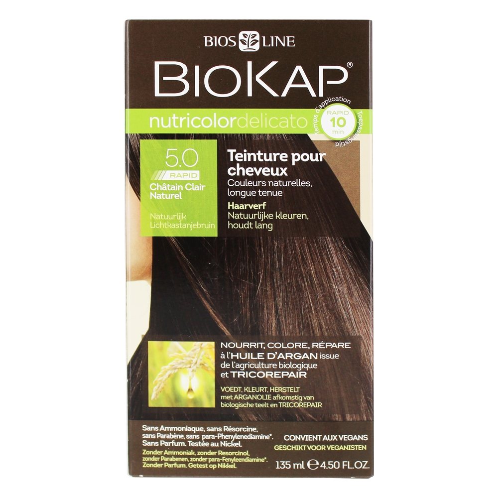 Nutricolor Delicato Corante Capilar Permanente 5.0 Natural Light Chestnut - 4.5 fl. oz. BioKap - Imagem 4