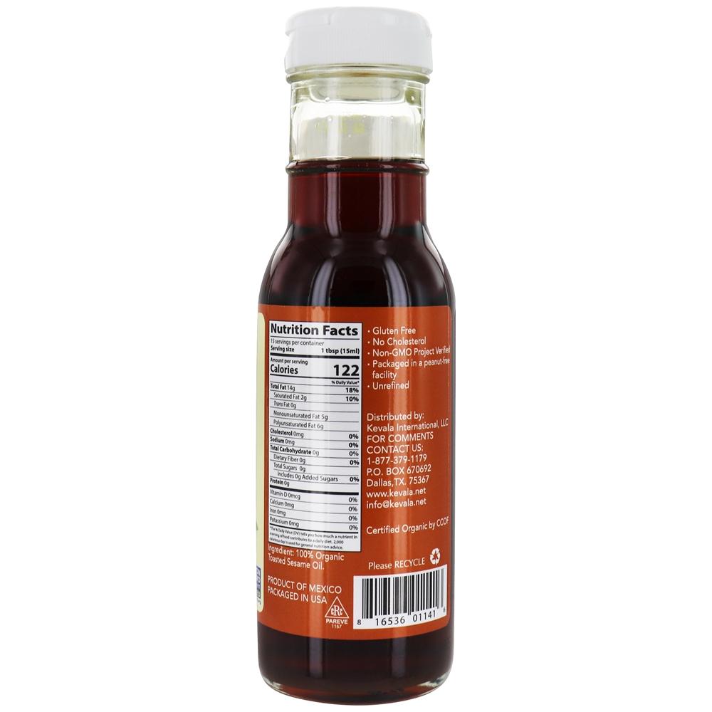 Óleo de gergelim torrado orgânico - 8 fl. oz. Kevala - Imagem 2