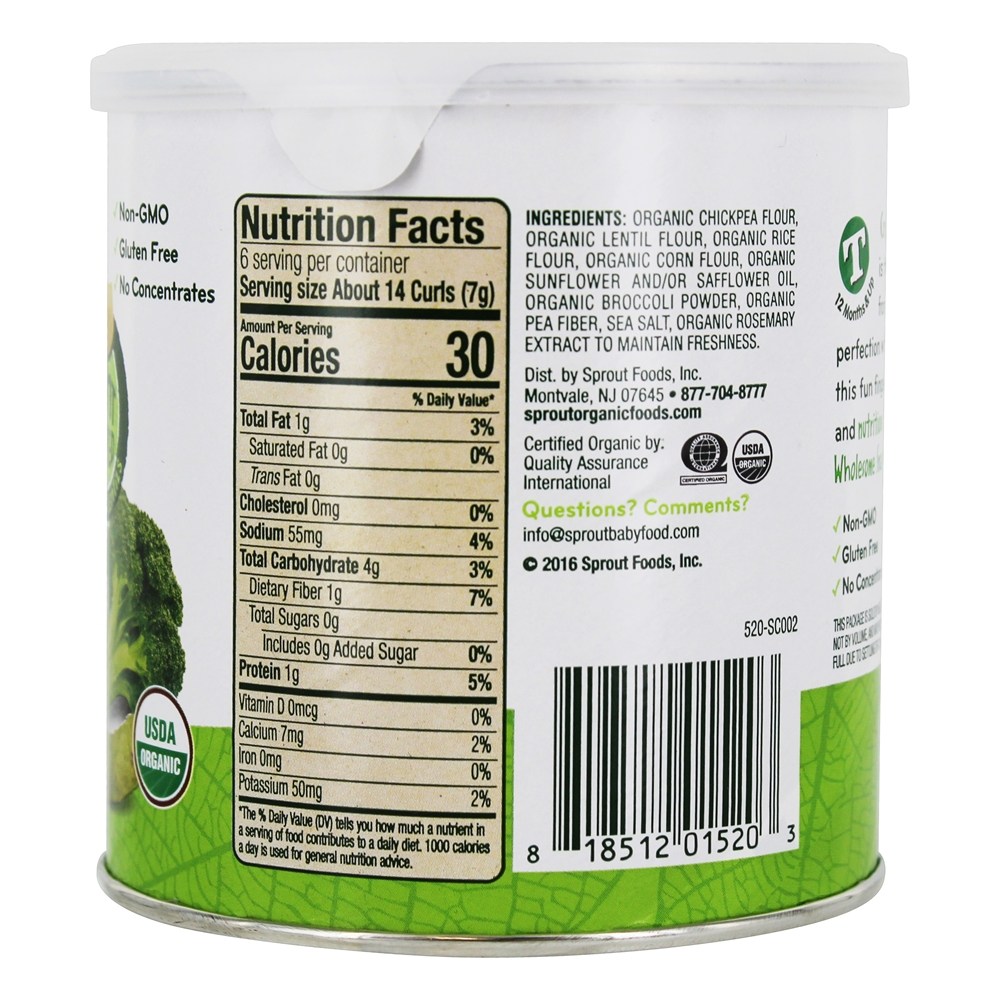 Organic Curlz Baked Toddler Snacks Broccoli - 1.48 oz. Sprout - Imagem 2