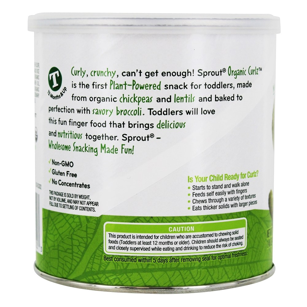 Organic Curlz Baked Toddler Snacks Broccoli - 1.48 oz. Sprout - Imagem 3