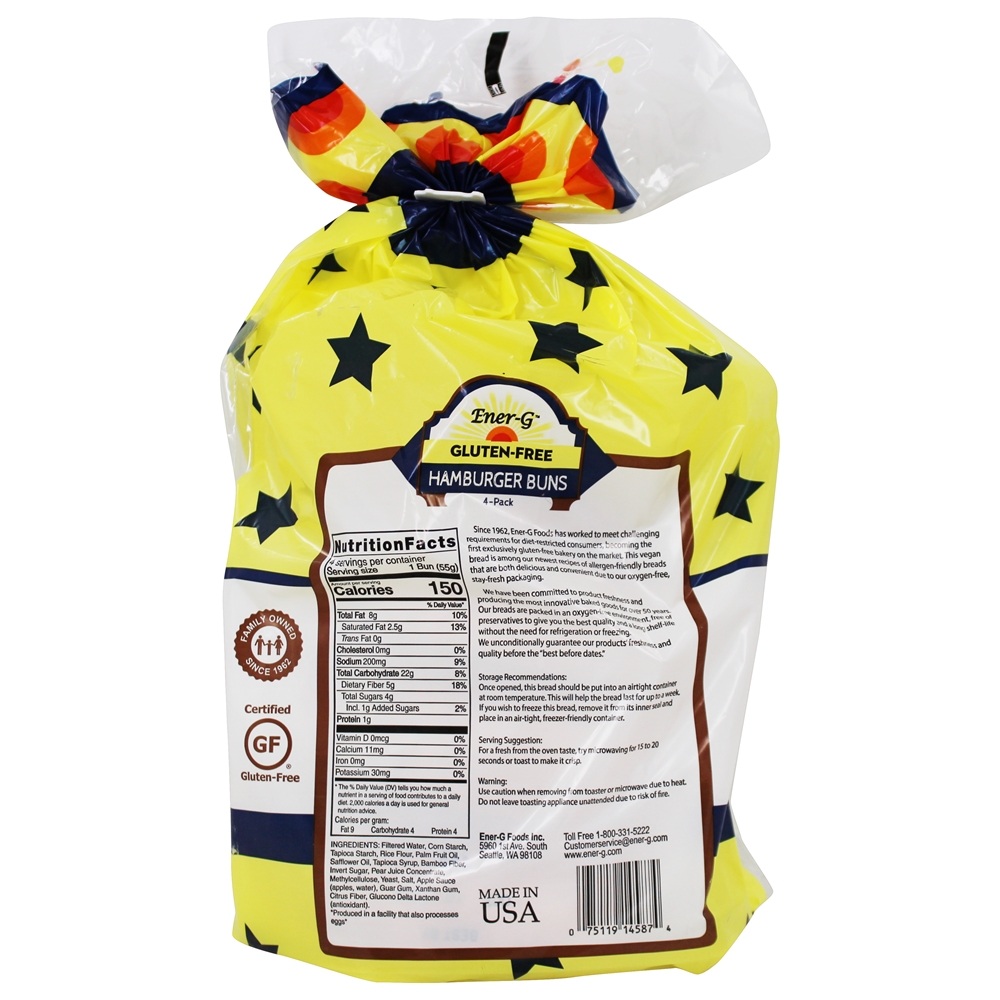 Bolos de hambúrguer sem glúten - 7.76 oz. Ener-G - Imagem 2
