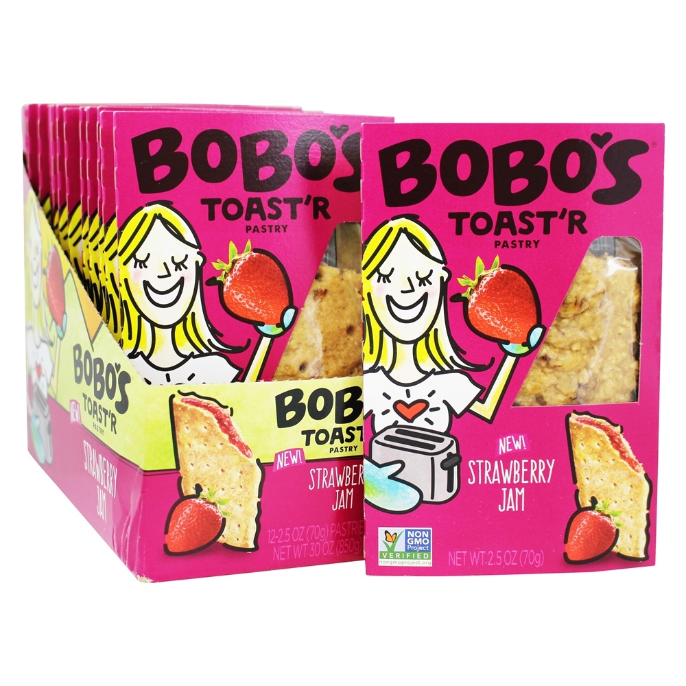 Toast'R Pastries Strawberry Jam - Pacote 12 Bobo's Oat Bars