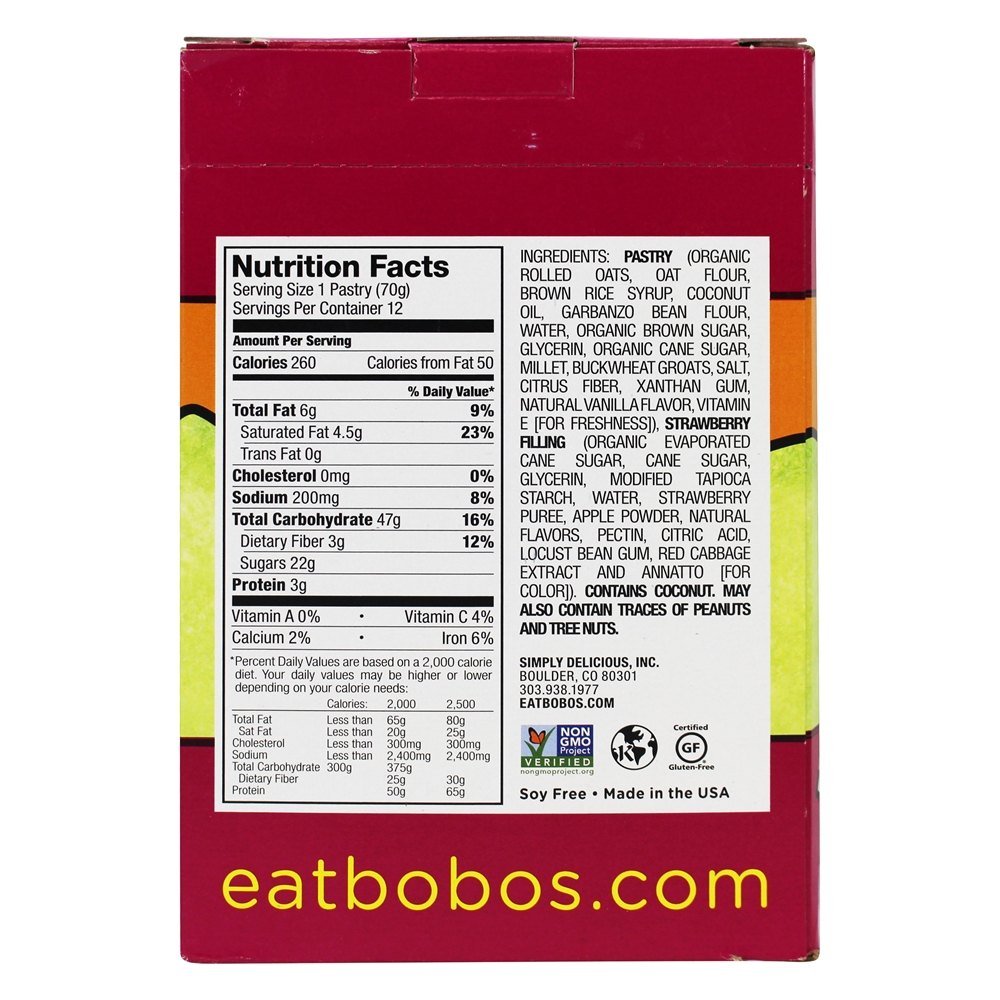 Toast'R Pastries Strawberry Jam - Pacote 12 Bobo's Oat Bars - Imagem 3