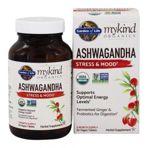 mykind Organics Ashwagandha Stress & Mood Suporte - 60 Tablet (s) vegano (s) Garden of Life