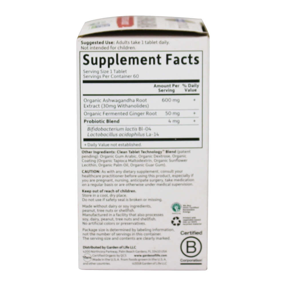 mykind Organics Ashwagandha Stress & Mood Suporte - 60 Tablet (s) vegano (s) Garden of Life - Imagem 2