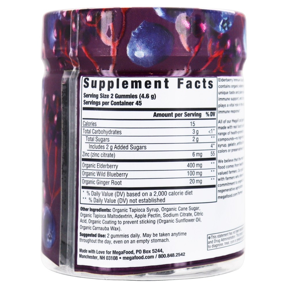 Baga de Fórmula de Suporte Imune à Sabugueiro - 90 Gummies MegaFood - Imagem 2