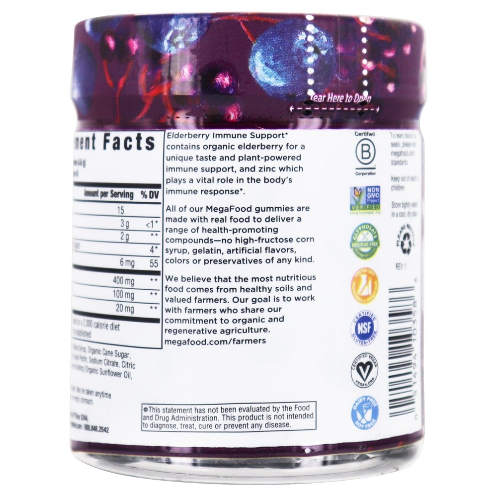 Baga de Fórmula de Suporte Imune à Sabugueiro - 90 Gummies MegaFood - Imagem 3