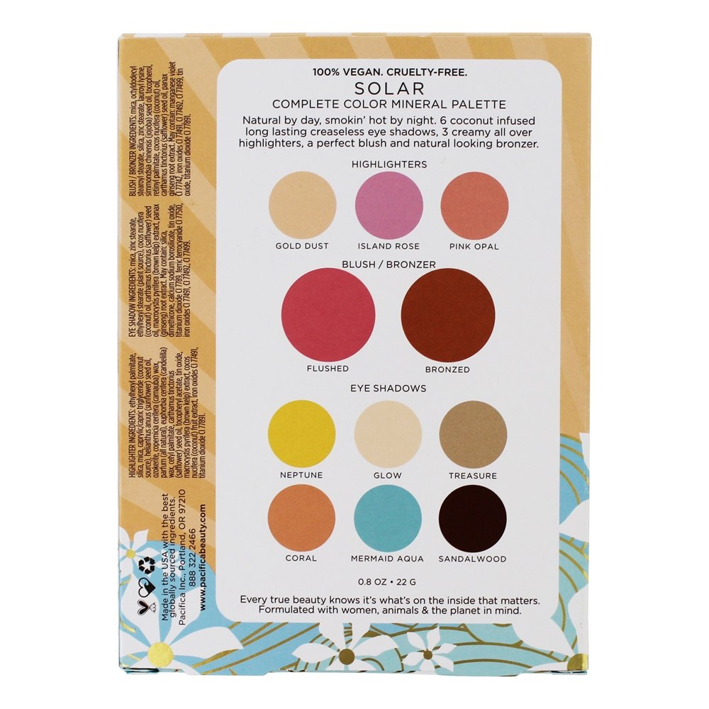 Blush Paleta de Minerais de Cor Completos, e Eye Shadows Solar - 0.8 oz. Pacifica - Imagem 3