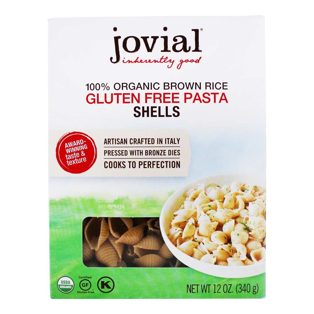 Conchas de macarrão de arroz integral sem glúten - 12 oz. Jovial Foods