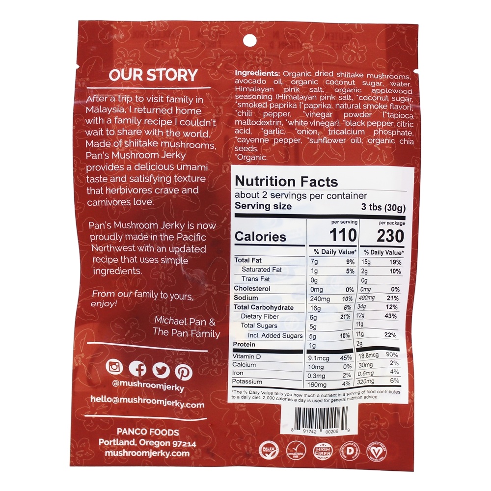 Cogumelo Jerky Applewood BBQ - 2.2 oz. Pan's - Imagem 2