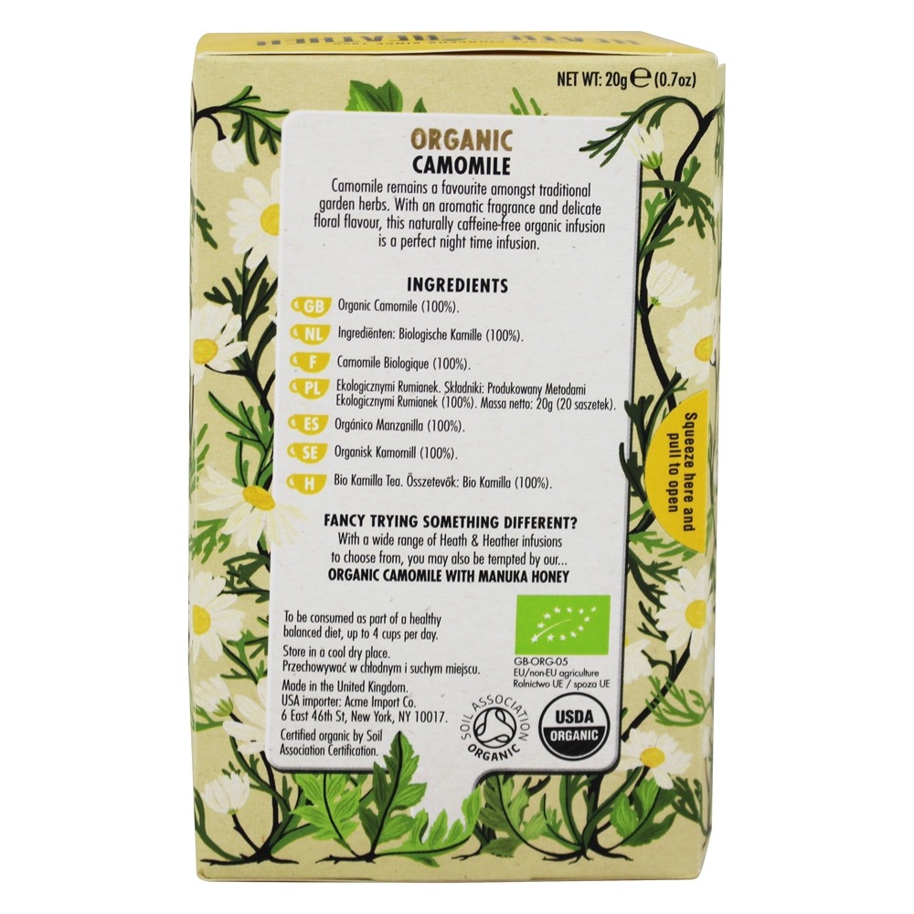 Chá de camomila orgânica naturalmente sem cafeína - 20 Saquinhos de Chá Heath & Heather - Imagem 2