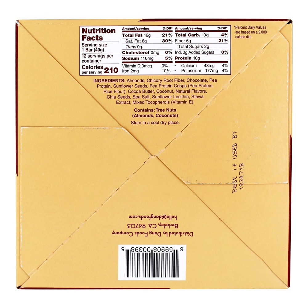 Sal de mar de chocolate com base em planta Keto Bars - 12 Barras Dang - Imagem 2