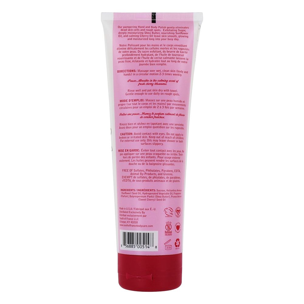 Polonês de Açúcar Hidratante para Mãos e Corpo Cherry Blossom - 8 oz. South of France - Imagem 2