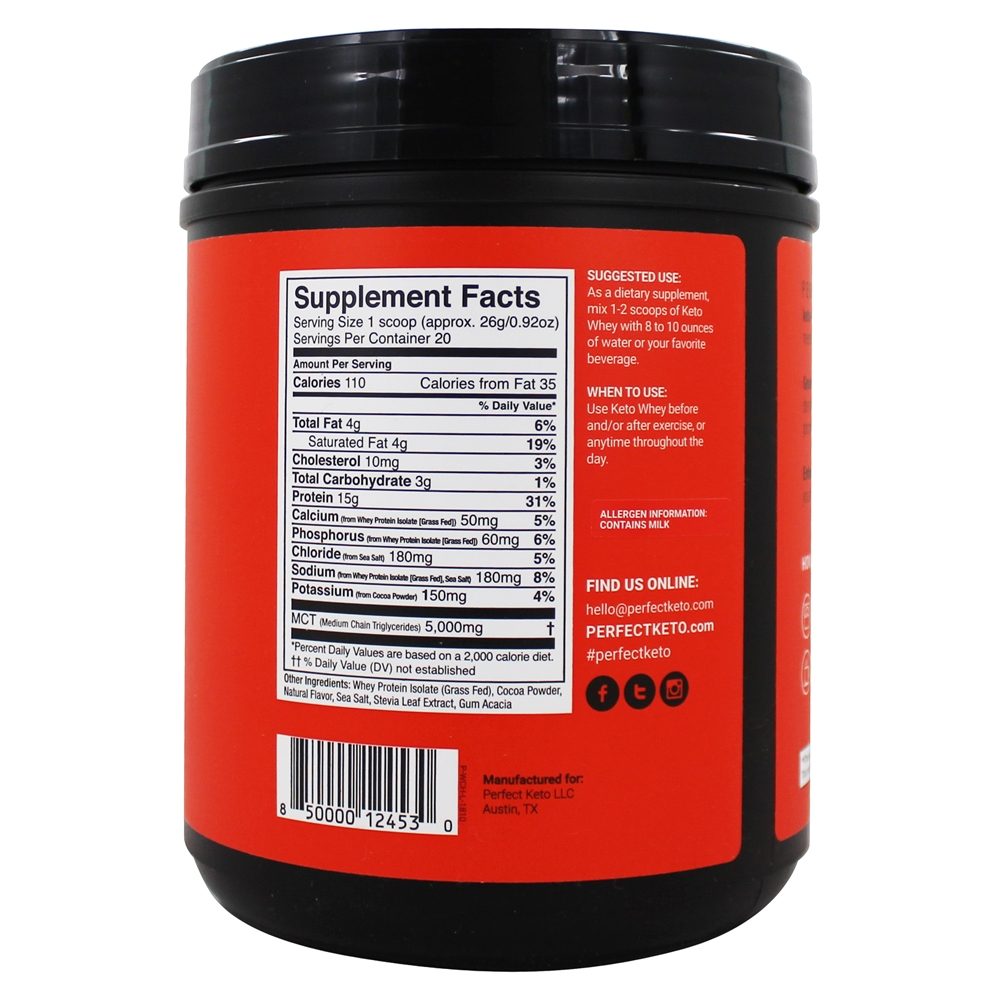 Keto Whey Em Pó De Chocolate - 18 oz. Perfect Keto - Imagem 2