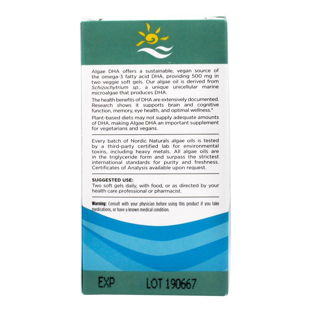 DHA Vegetal de Algas Vegetais DHA Omega - 3 500 mg . - 60 Softgels Nordic Naturals - Imagem 4