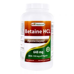 Fórmula da Enzima Digestiva de Betaína HCl 648 mg . - Cápsulas 250 Best Naturals