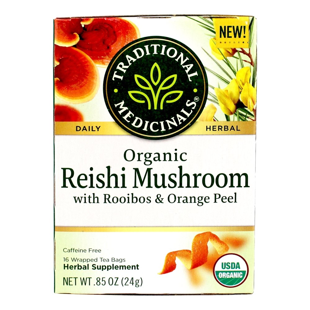Chá Orgânico Reishi Mushroom com Rooibos e Casca de Laranja - 16 Saquinhos de Chá Traditional Medicinals
