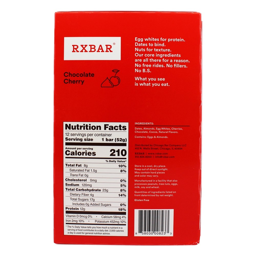 Proteína Bar Box Chocolate Cereja - 12 Barras RXBAR - Imagem 2