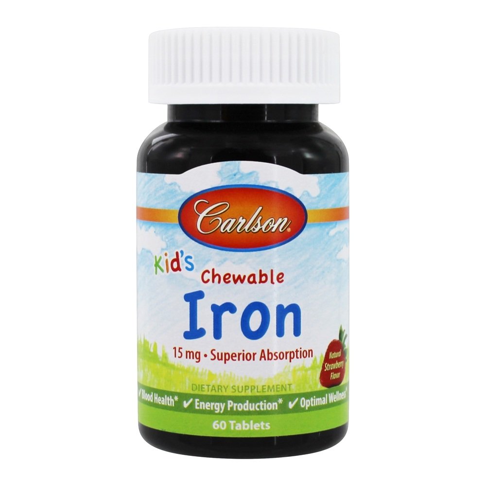 Algodão Mastigável da Criança Absorção Superior Morango Natural 15 mg . - 60 Tablets Carlson Labs
