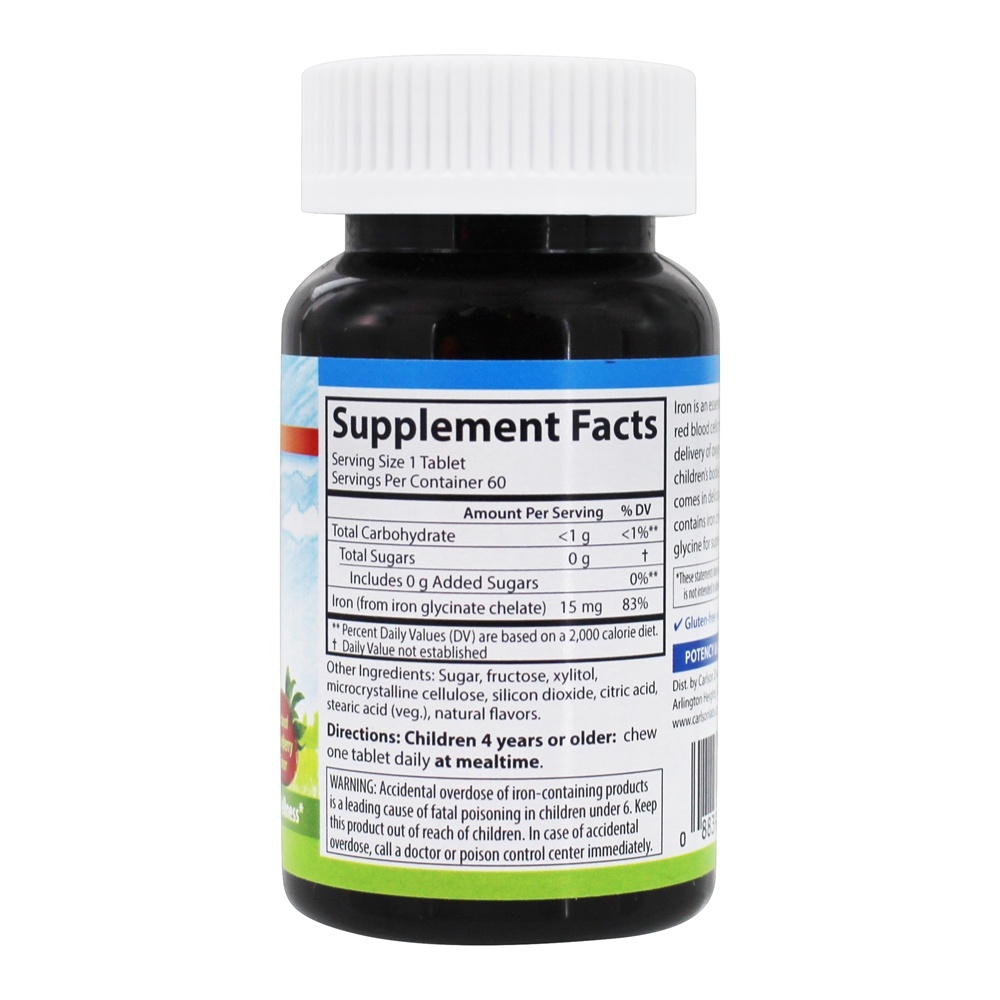 Algodão Mastigável da Criança Absorção Superior Morango Natural 15 mg . - 60 Tablets Carlson Labs - Imagem 2
