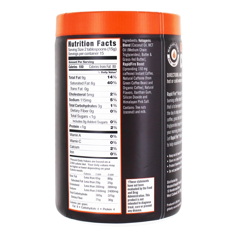 Café Cetogênico Avelã Em Pó De Café Instantâneo - 7.93 oz. Rapid Fire - Imagem 2