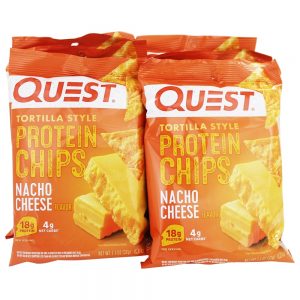 Caixa de Chips de Proteína Tipo Tortilla Nacho Cheese - 8 Malas Quest Nutrition