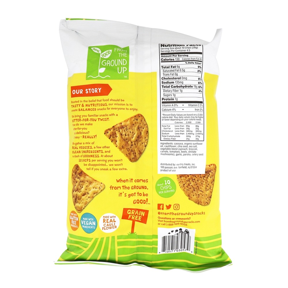 Chips de Tortilha de Couve-flor Sal do Mar - 4.5 oz. From the Ground Up - Imagem 2