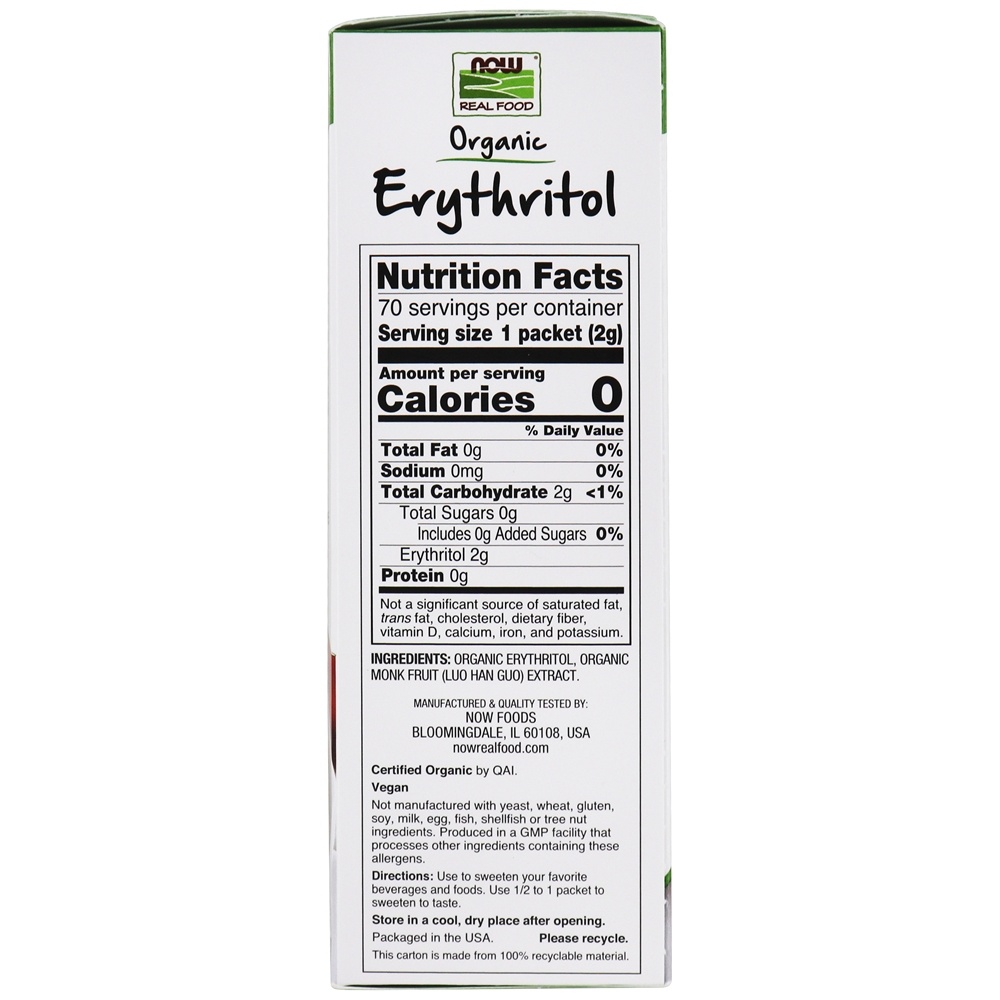 Pacotes de eritritol orgânico com frutas de monge - 70 Pacotes (s) NOW Foods - Imagem 2