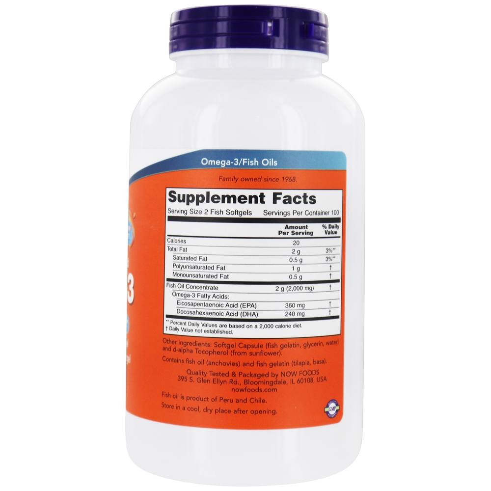 Omega - 3 180 EPA / 120 DHA - 200 Softgels NOW Foods - Imagem 2