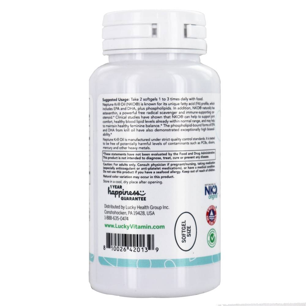 Óleo de Krill Neptune 500 mg. - 60 Softgels LuckyVitamin - Imagem 3