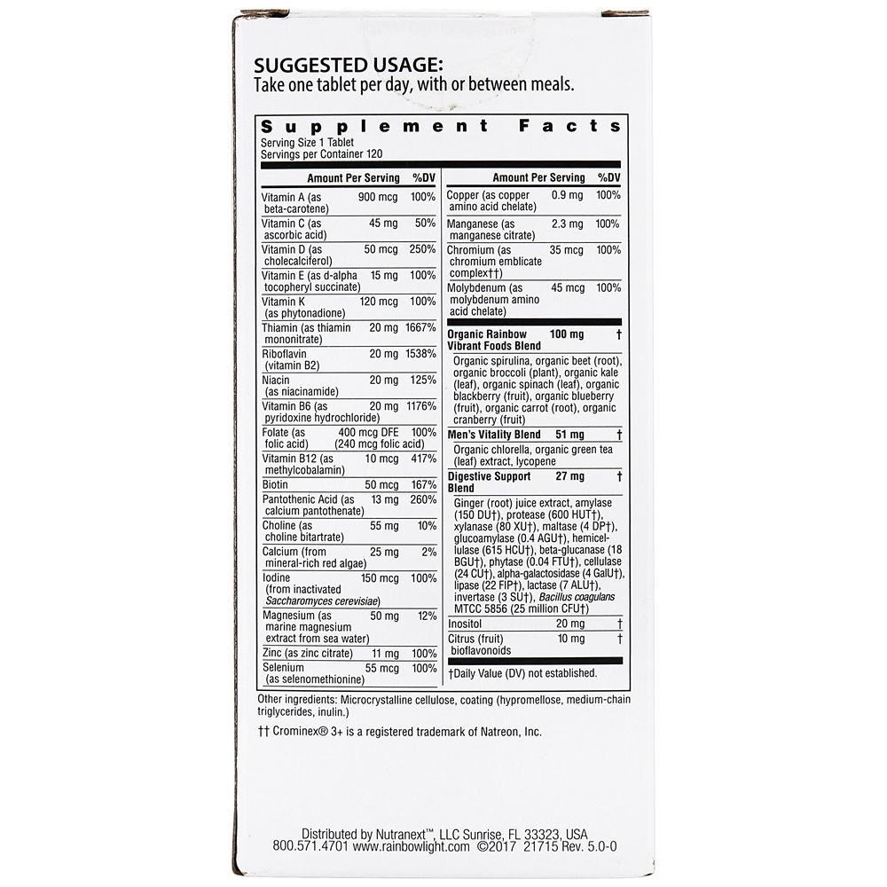 Um multivitamínico masculino da Vibrance - 120 Tablets Rainbow Light - Imagem 3