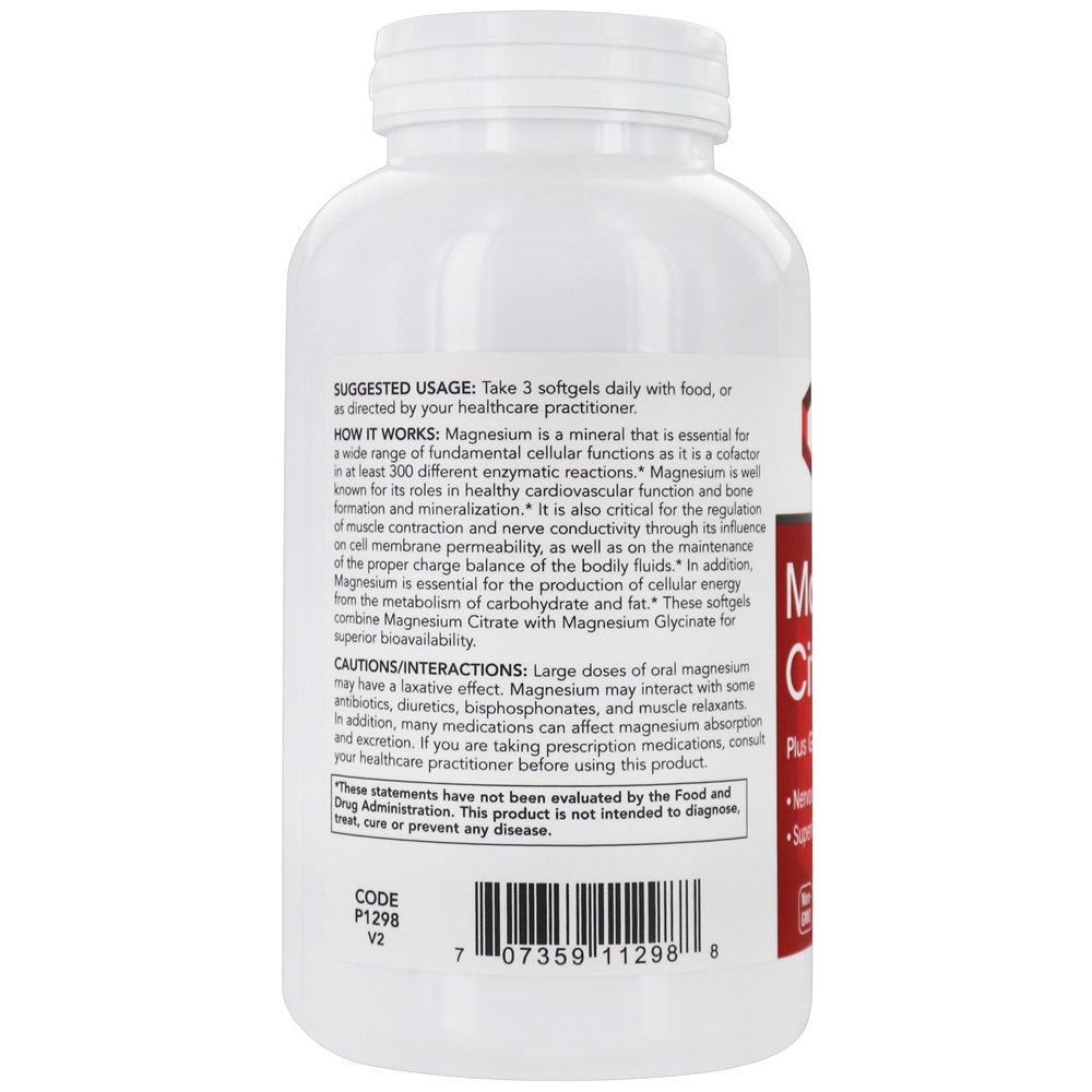 Suporte ao Sistema Nervoso de Citrato de Magnésio - 180 Softgels Protocol For Life Balance - Imagem 3