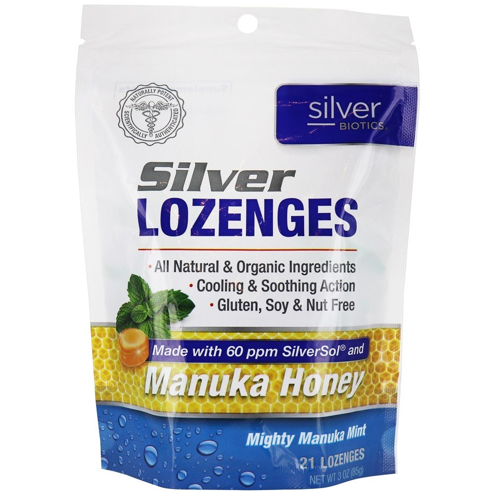 Biotics de prata Manuka Honey Mighty Manuka Mint - 21 Pastilhas American Biotech Labs