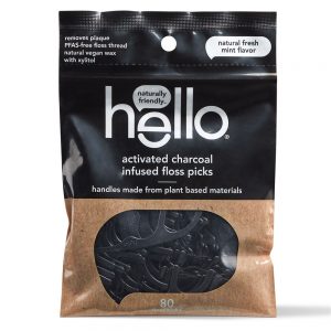 Fio dental com infusão de carvão ativado escolhe a hortelã fresca natural - 80 Pick (s) Hello Products