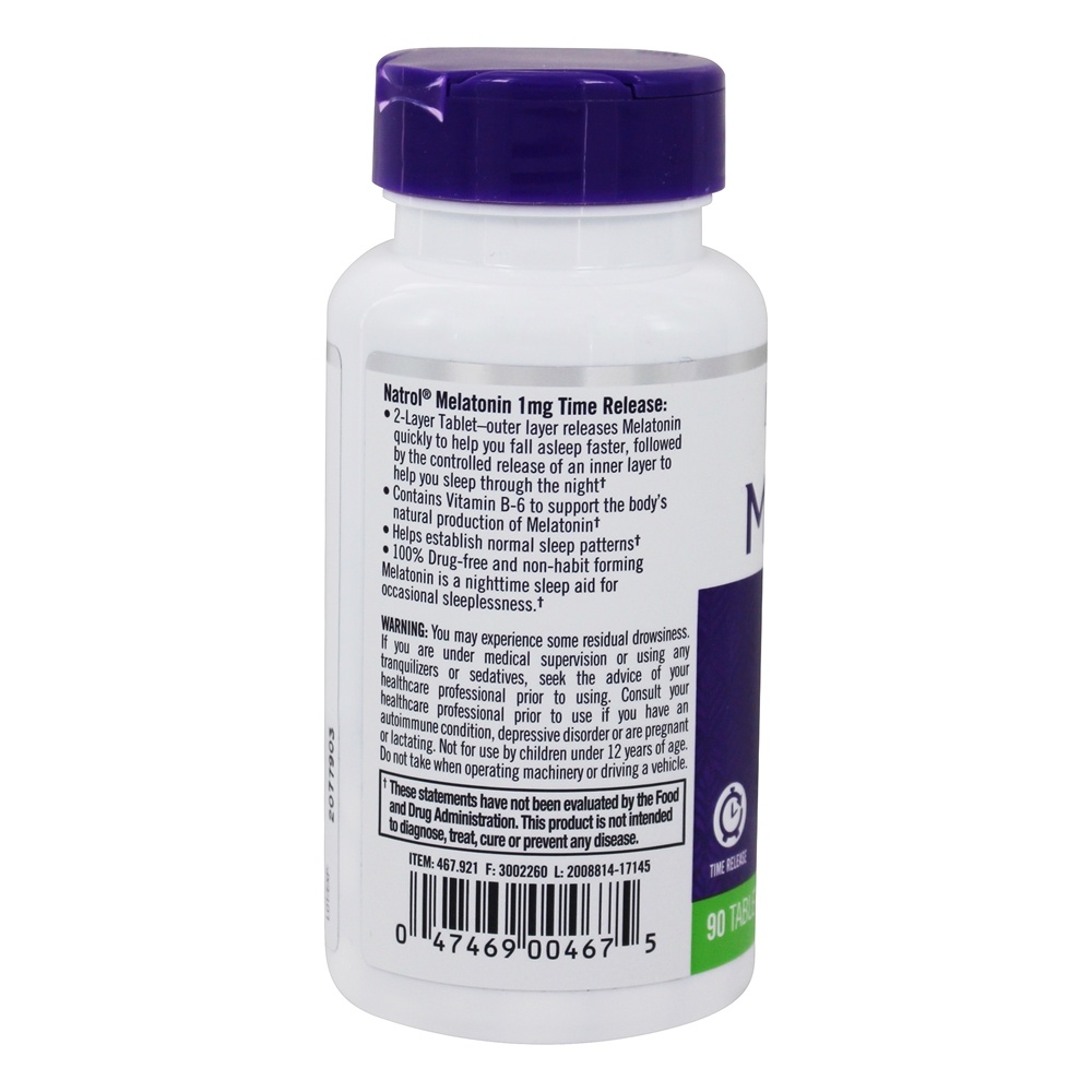 Melatonina Para o Sono 1 mg. - 90 Tablets Natrol - Imagem 3
