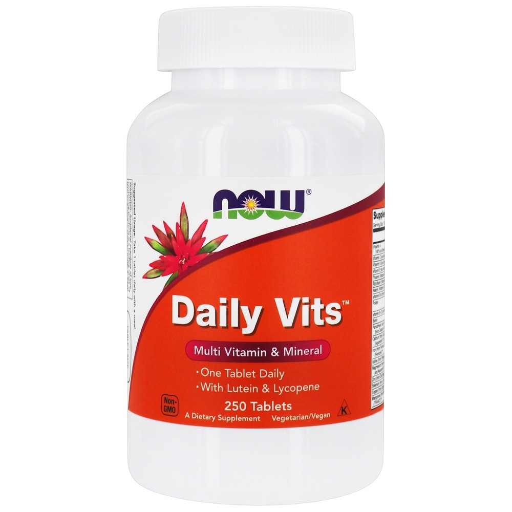 Diário Vit Múltiplas Vitamina & Mineral com Luteína & Licopeno - 250 Tablets NOW Foods