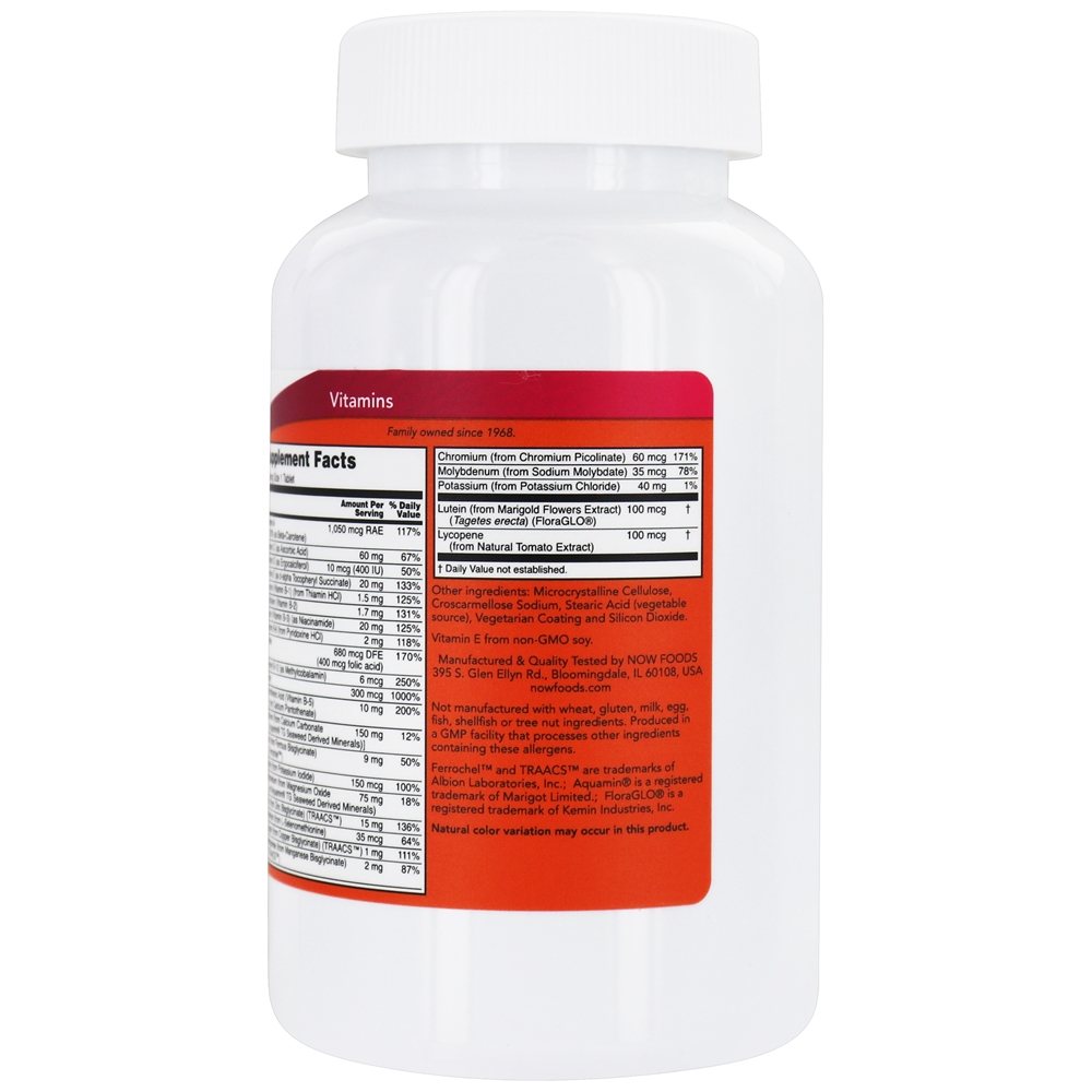 Diário Vit Múltiplas Vitamina & Mineral com Luteína & Licopeno - 250 Tablets NOW Foods - Imagem 3