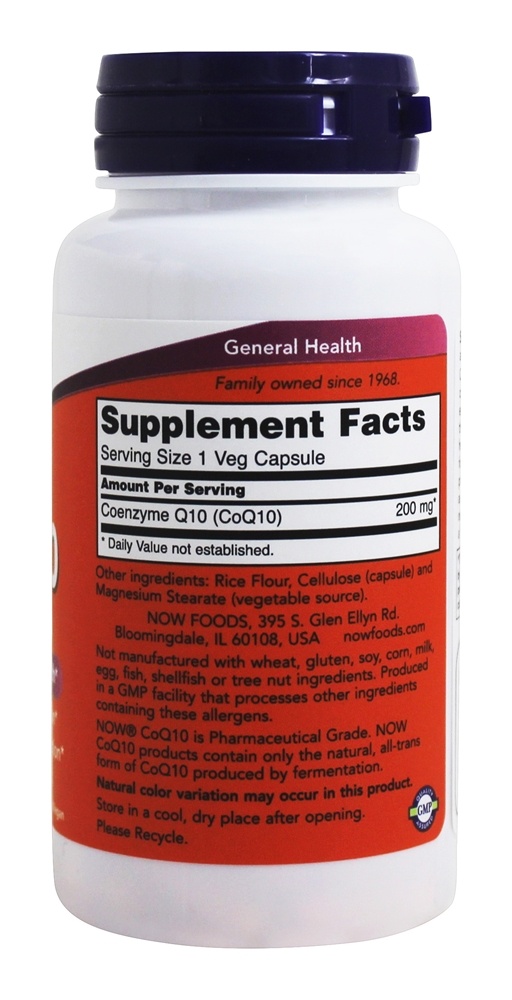 CoQ10 Para a Saúde Cardiovascular 200 mg. - Cápsulas vegetarianas 60 NOW Foods - Imagem 2