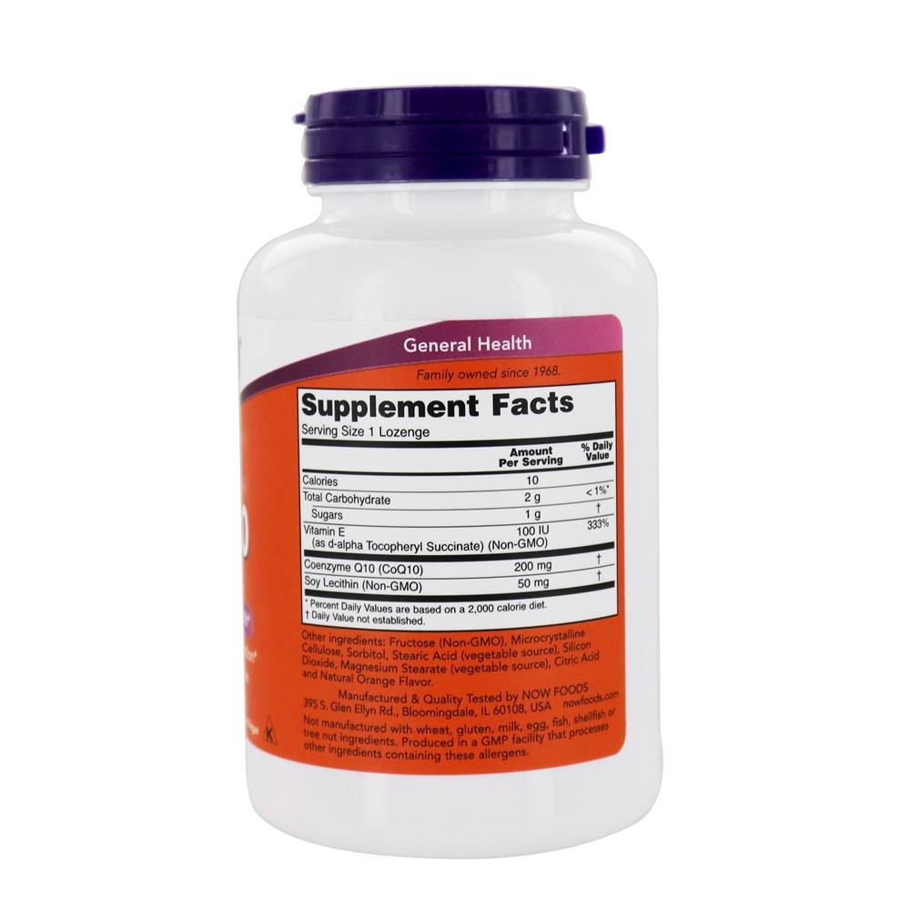 CoQ10 Para a Saúde Cardiovascular 200 mg. - 90 Pastilhas NOW Foods - Imagem 2