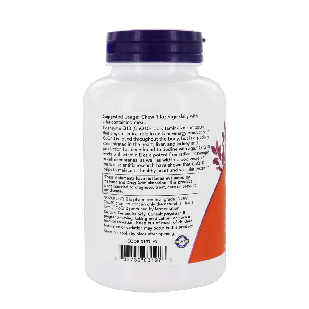 CoQ10 Para a Saúde Cardiovascular 200 mg. - 90 Pastilhas NOW Foods - Imagem 3