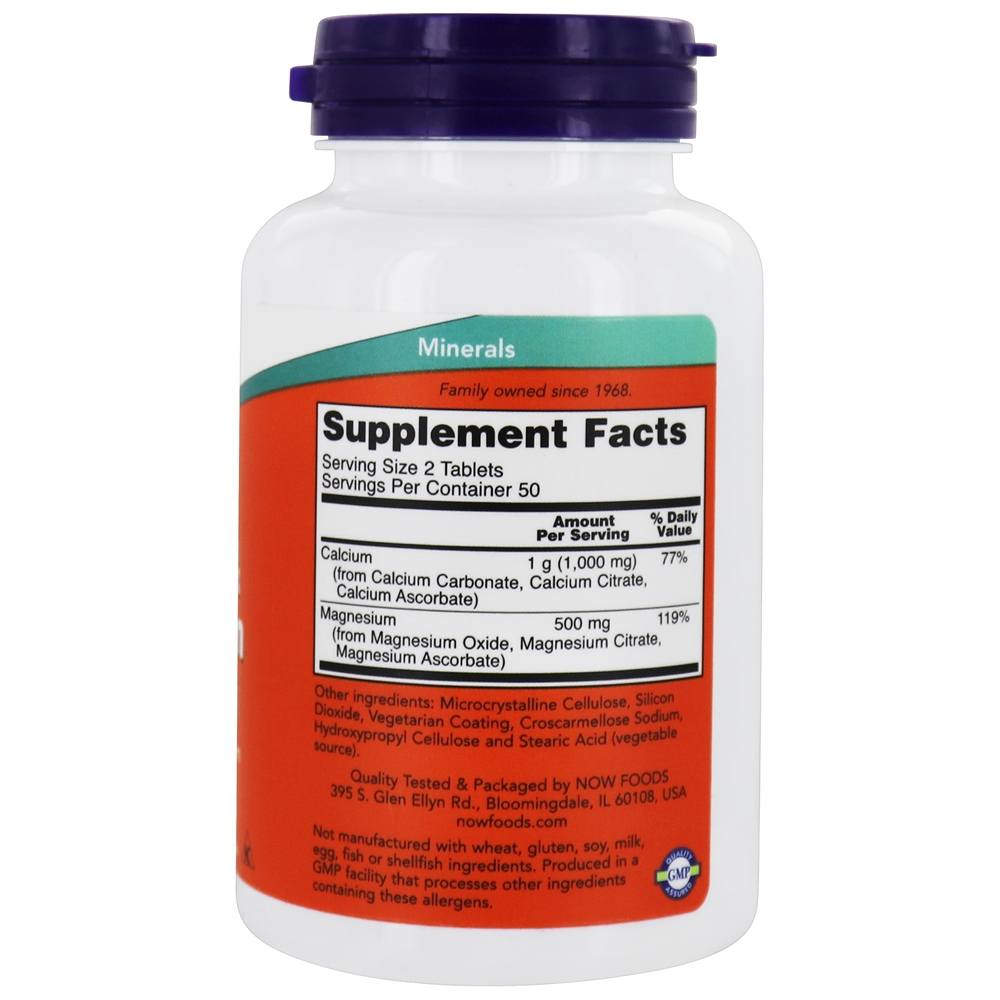 Alta potência em cálcio e magnésio - 100 Tablets NOW Foods - Imagem 2