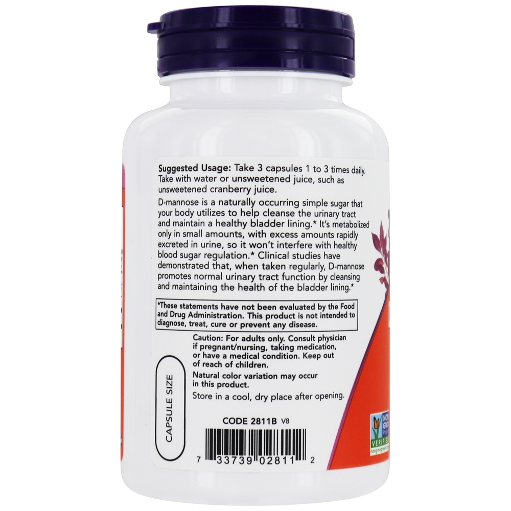 D-manose 500 mg. - 120 Cápsula (s) vegetal (s) NOW Foods - Imagem 3